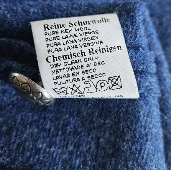 Giesswein Virgin Wool Grandmacore Boho Cardigan  Retro Sweater Blue Size US 10. - Picture 13 of 13